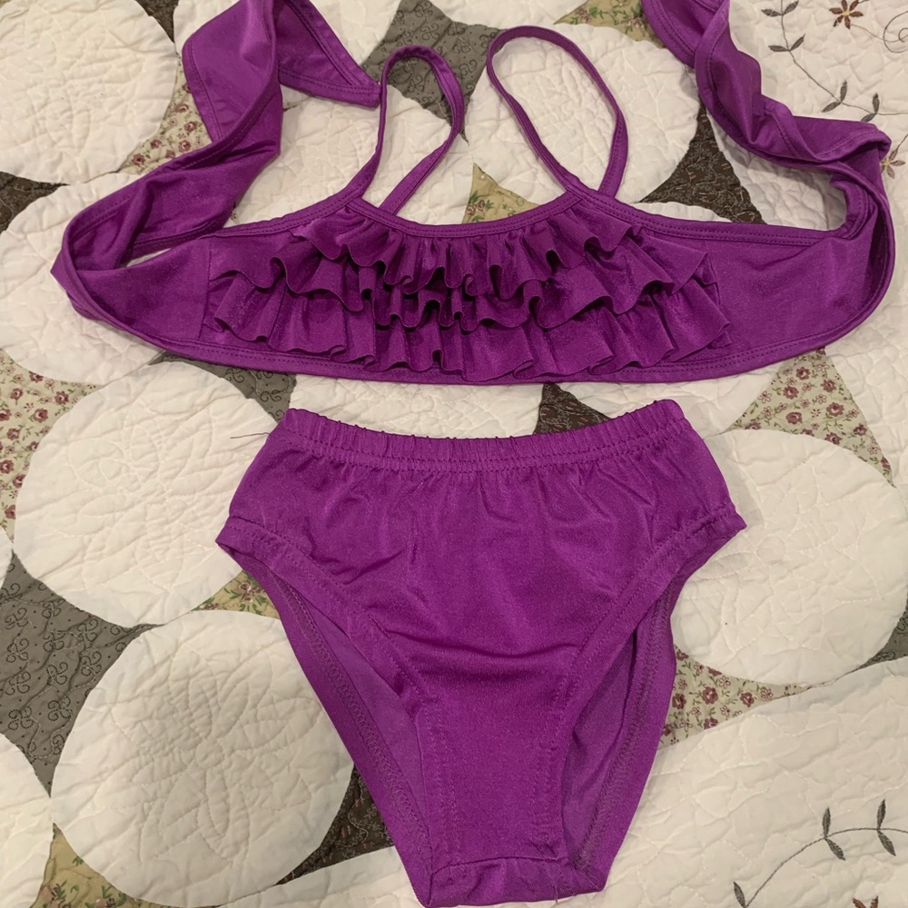 Purple Ruffled Bikini Set